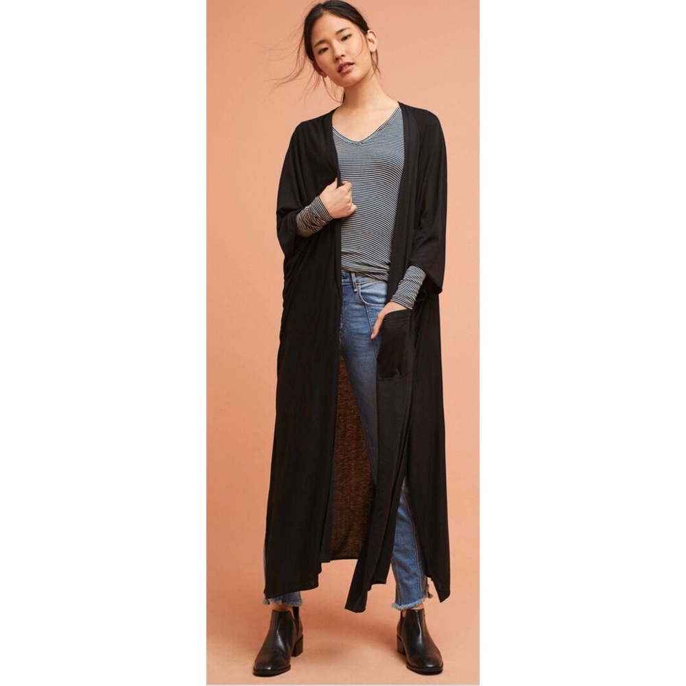 ANTHROPOLOGIE - Black Melina Robe Kimono (O/S)